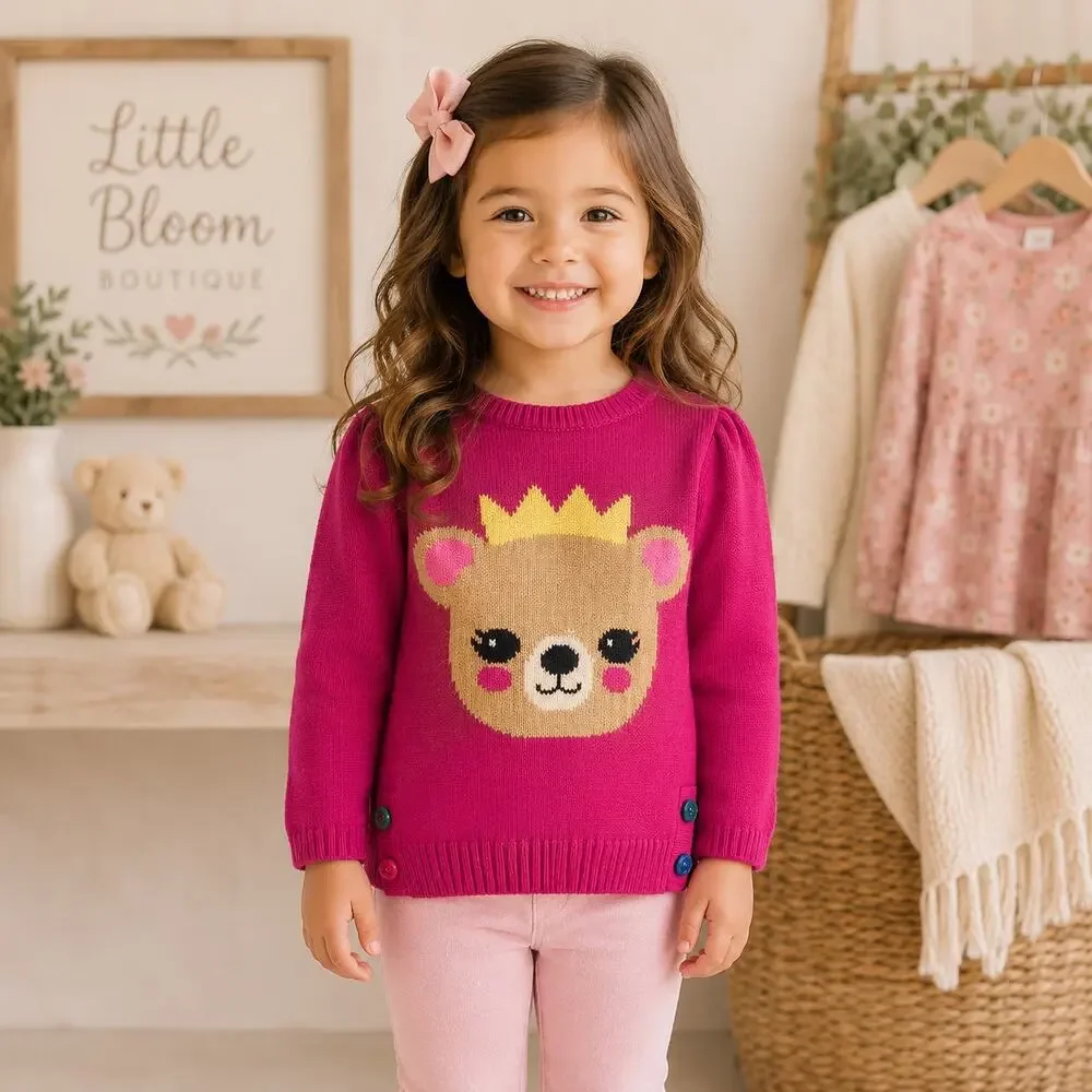 Gymboree Pink Princess Bear Sweater 3T